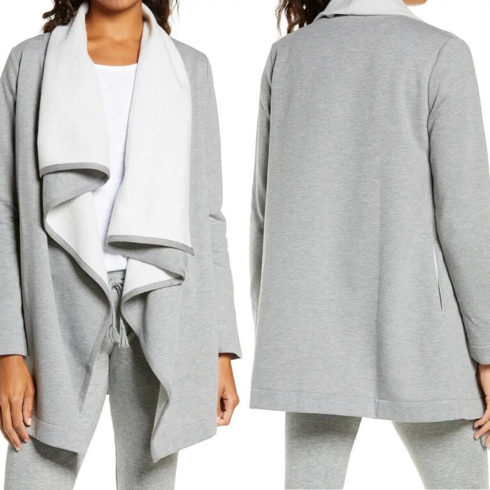 UGG Women's Janni Fleece Blanket Short Grey Cardigan Size SMALL NEW